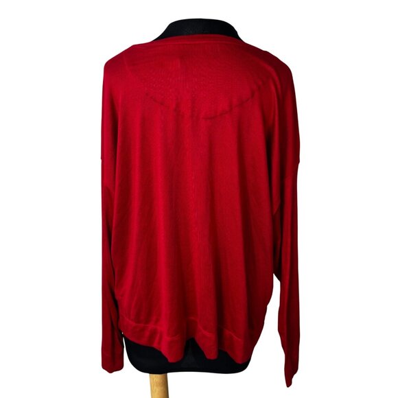 Lauren Ralph Lauren Red Long Sleeve Womens Top With Plaid RLL Logo Size XL - Picture 3 of 10